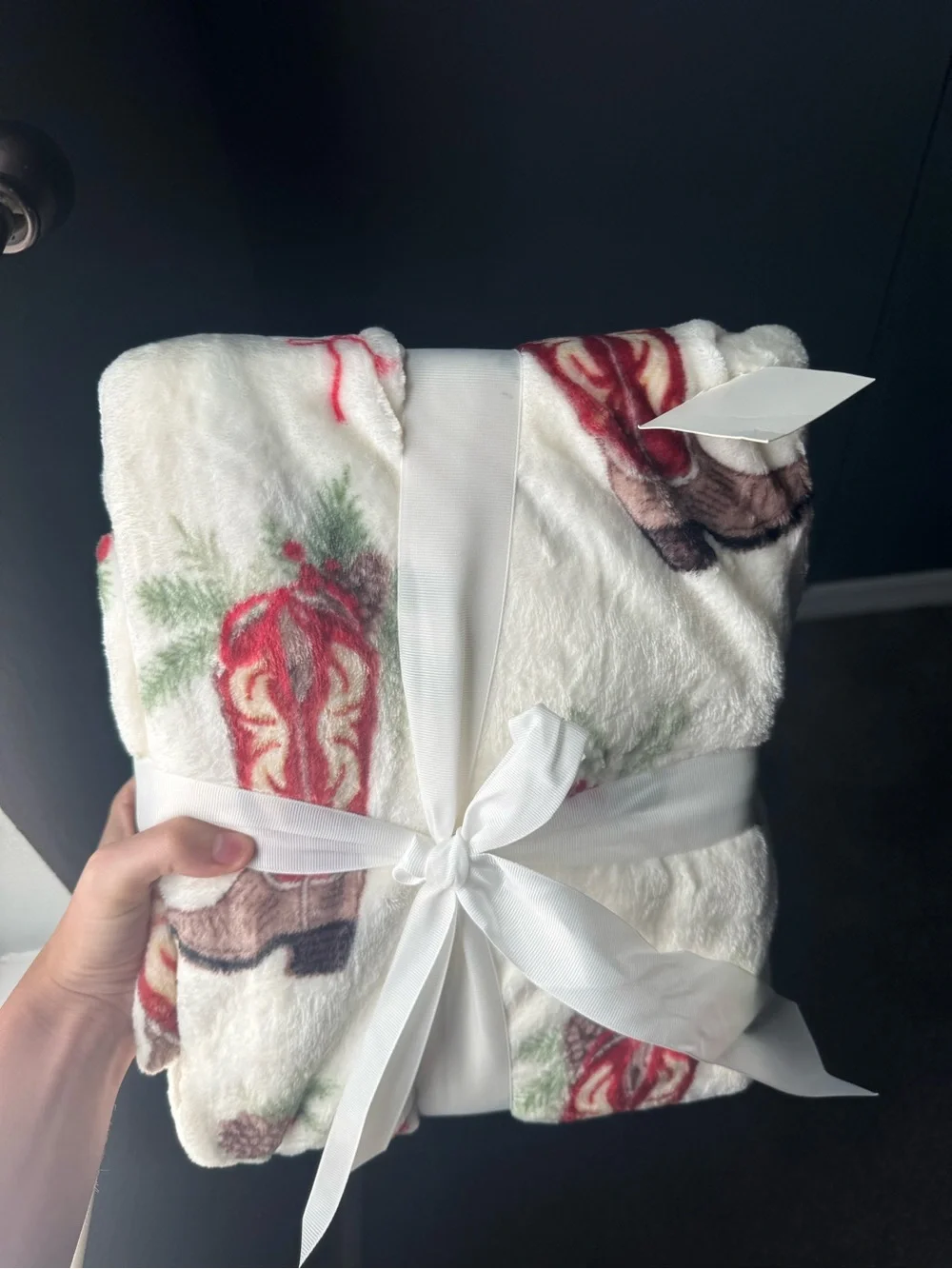 Cowgirl boot Christmas blanket
